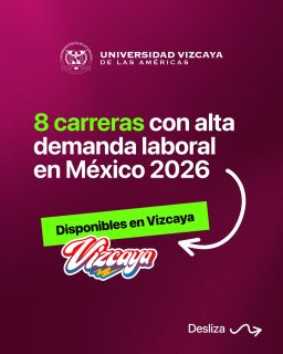 ¿Qué carreras tienen mayor demanda laboral en México para 2026? 📊
Si estás pensando qué estudiar, esta información te puede servir 👀

Elegir tu carrera es una decisión personal: infórmate y elige con confianza.

#universidadvizcaya #gentevizcaya #demandalaboral2026